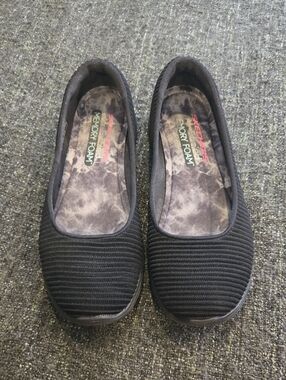Skechers Women's Black Slip-On Knit Flats with Memory Foam